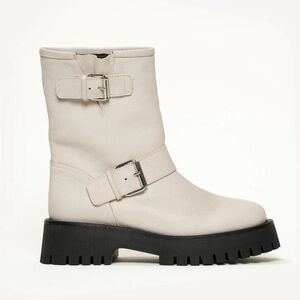 M. Gemi Brand New in Box Alessia Biker Boots Ecru 39 8 8.5 Italian